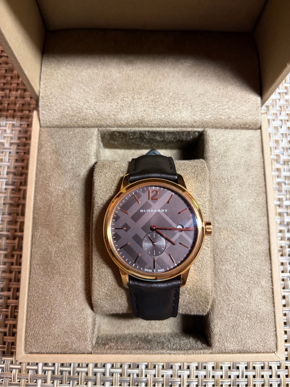 Burberry Rose Gold and Brown Dial Leather Strap Watch BU10012